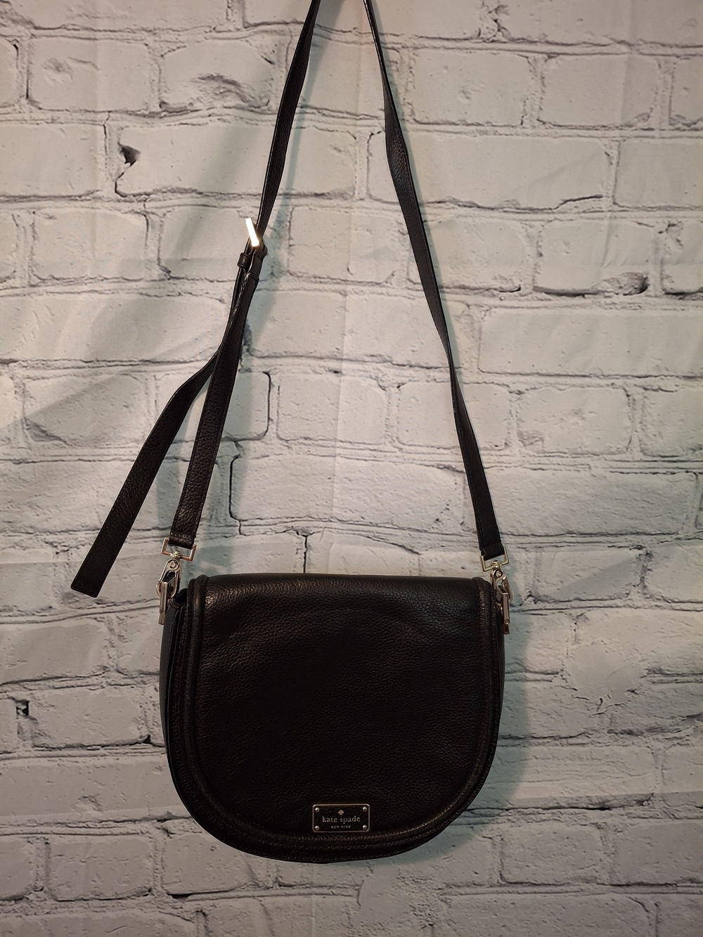 Kate Spade Black Leather Crossbody Saddle Bag